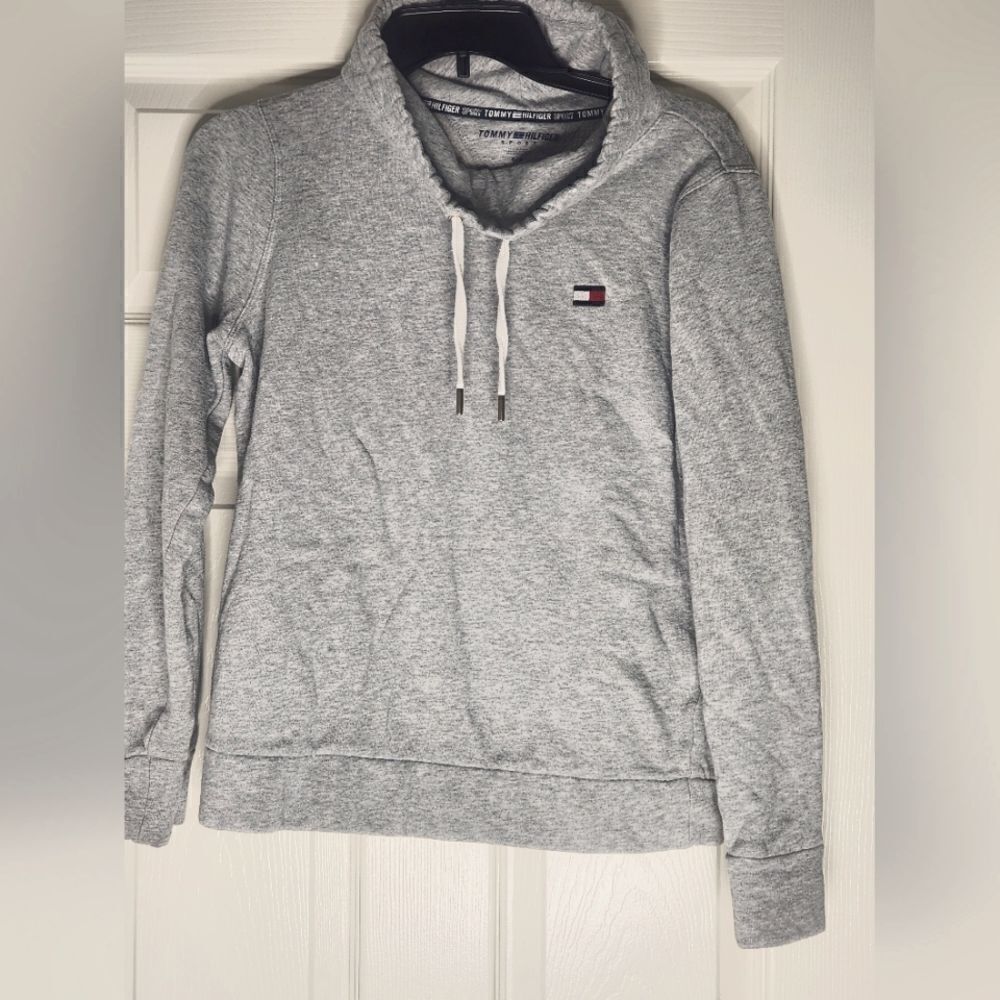 Tommy Hilfiger Sport  SP Gray Lngslvs High Collar Logo Women’s Sweater